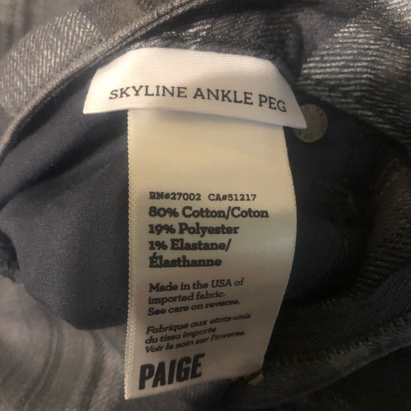 PAIGE Skyline Ankle Peg Cloud Cover Plaid Jeans 26 - Picture 5 of 6